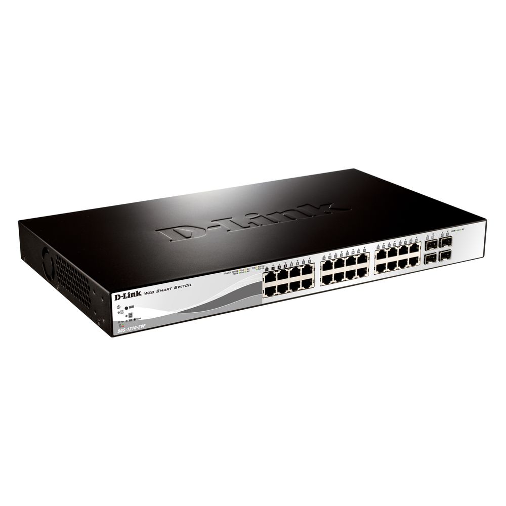 Switch DLink DGS121028P Web Smart PoE 24 portas + 4 SFP Gigabit